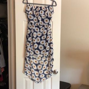 High low strapless floral dress